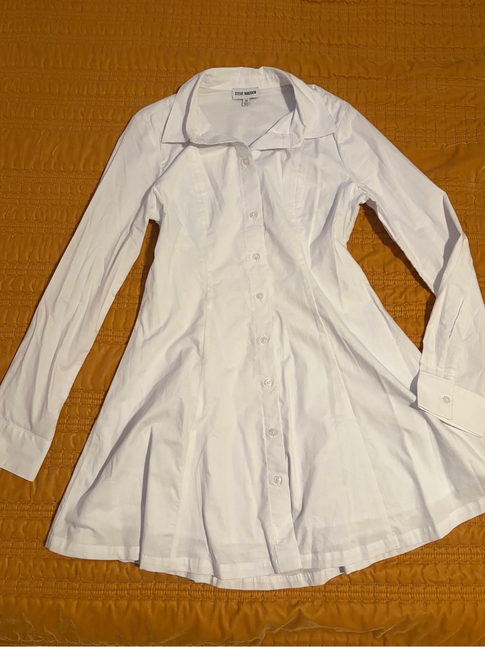Women's white button-down shirt dress